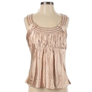 NWT LAFAYETTE 148 NEW YORK Blouse Hand Beaded Sleeveless Silk Pink Tan Size 4